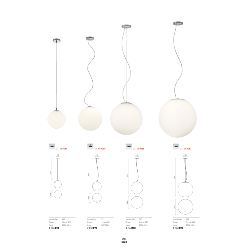Redo 01-1066 - Chandelier on a string OLA 2xE27/42W/230V d. 40 cm