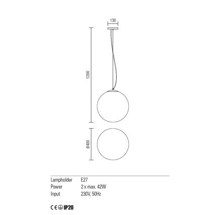 Redo 01-1066 - Chandelier on a string OLA 2xE27/42W/230V d. 40 cm