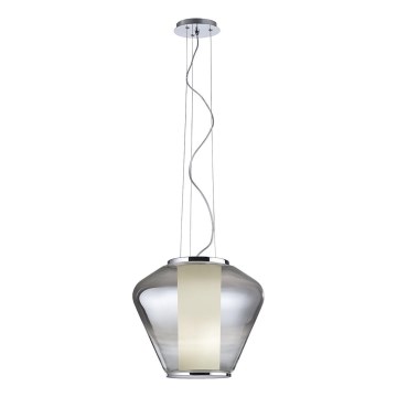 Redo 01-1139 - FUSION cable-suspended pendant lamp 1xE27/42W/230V, Ø 30 cm, polished chrome/smoked glass