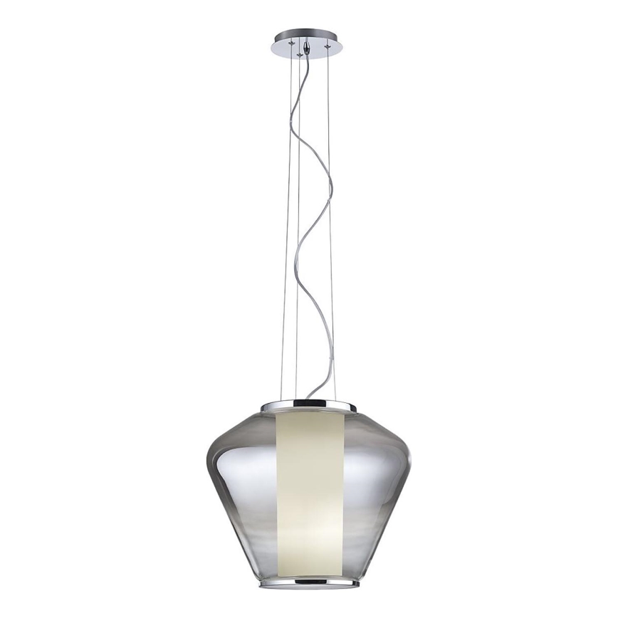Redo 01-1139 - FUSION cable-suspended pendant lamp 1xE27/42W/230V, Ø 30 cm, polished chrome/smoked glass
