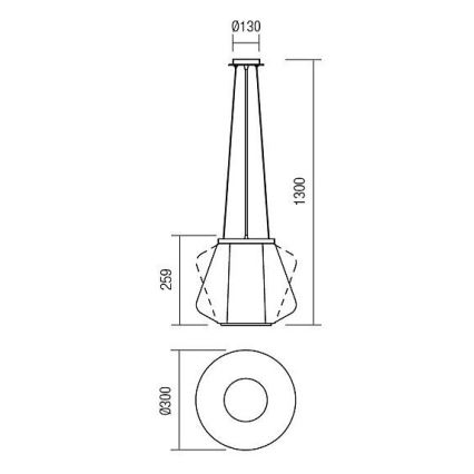 Redo 01-1139 - FUSION cable-suspended pendant lamp 1xE27/42W/230V, Ø 30 cm, polished chrome/smoked glass