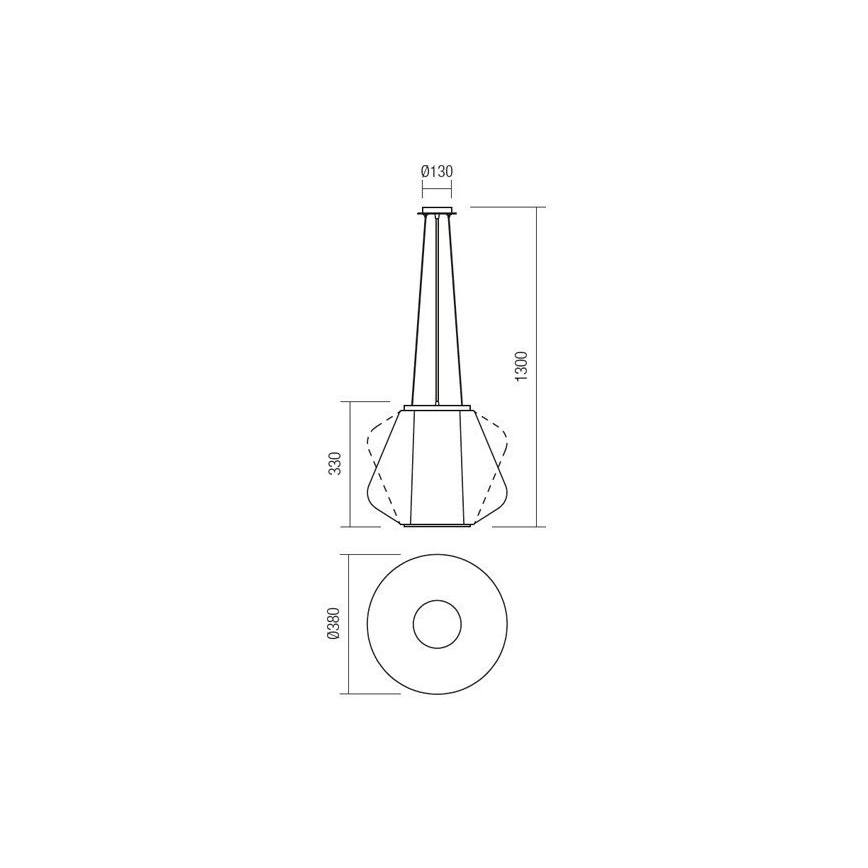 Redo 01-1140 - Chandelier on a string FUSION 1xE27/42W/230V d. 38 cm grey