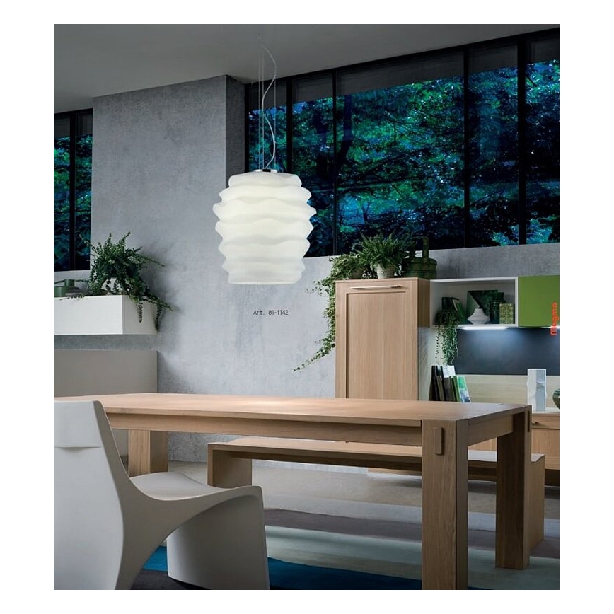 Redo 01-1141 - Cable-hung pendant lamp MAGMA 1xE27/42W/230V dia. 30 cm polished chrome/white