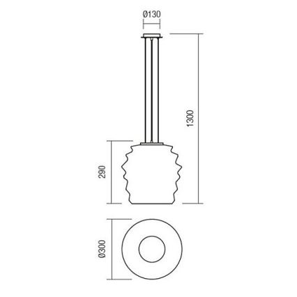 Redo 01-1141 - Cable-hung pendant lamp MAGMA 1xE27/42W/230V dia. 30 cm polished chrome/white