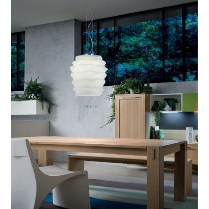 Redo 01-1142 - Cable-suspended pendant MAGMA 1xE27/42W/230V Ø 38 cm polished chrome/white