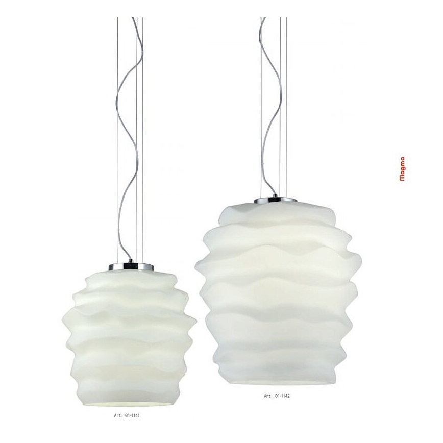 Redo 01-1142 - Cable-suspended pendant MAGMA 1xE27/42W/230V Ø 38 cm polished chrome/white
