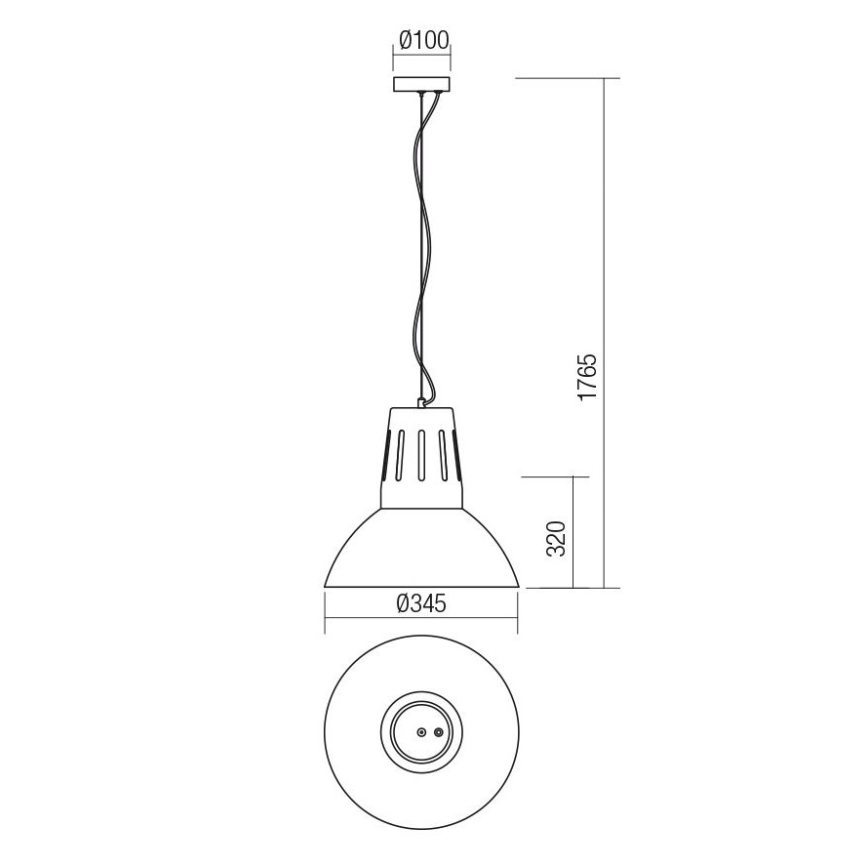 Redo 01-1281 - Cable Pendant Light PEEP 1xE27/42W/230V Ø 34.5 cm Black