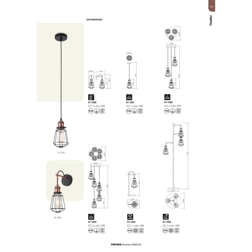 Redo 01-1301 - Chandelier on a string THARU 1xE27/42W/230V
