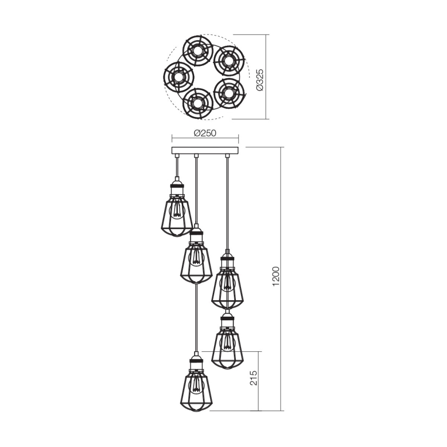 Redo 01-1303 - Chandelier on a string THARU 5xE27/42W/230V