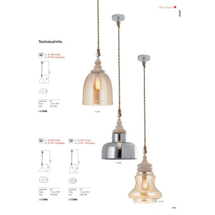 Redo 01-1399 - Chandelier on a string KASHI 1xE27/42W/230V