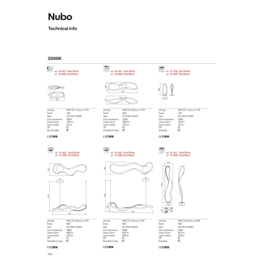 Redo 01-1417 - NUBO Dimmable LED Floor Lamp, 35W/230V, White