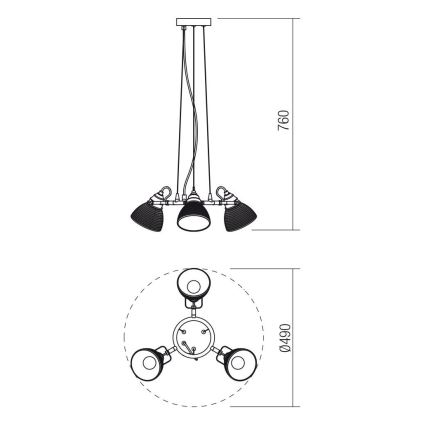 Redo 01-1450 - Chandelier on a string RIDGE 3xE27/60W/230V