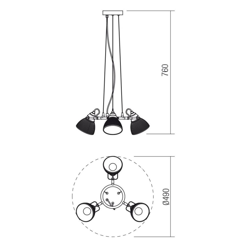 Redo 01-1450 - Chandelier on a string RIDGE 3xE27/60W/230V