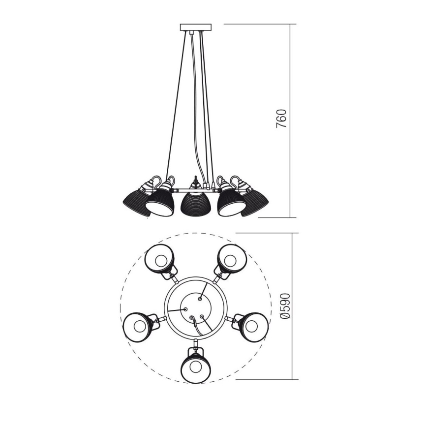 Redo 01-1451 - Chandelier on a string RIDGE 5xE27/60W/230V