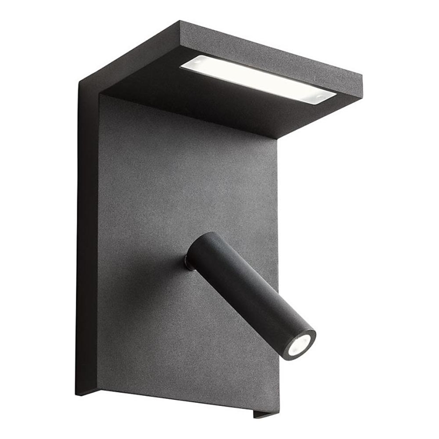 Redo 01-1500 - LED Wall spotlight AGOS LED/6W/230V + LED/3,2W USB black