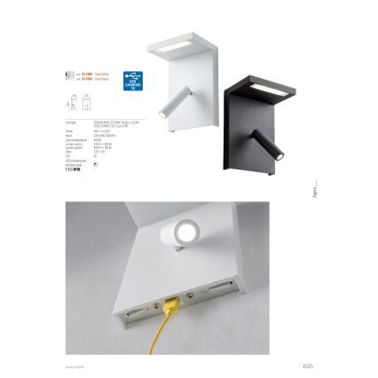 Redo 01-1500 - LED Wall spotlight AGOS LED/6W/230V + LED/3,2W USB black