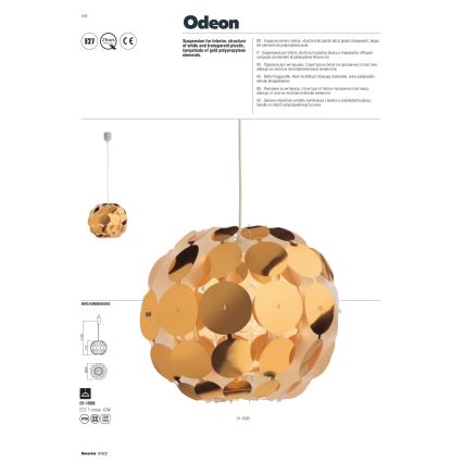 Redo 01-1508 - Chandelier on a string ODEON 1xE27/42W/230V d. 36 cm gold