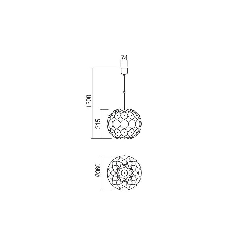 Redo 01-1508 - Chandelier on a string ODEON 1xE27/42W/230V d. 36 cm gold