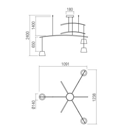 Redo 01-1524 - LED Chandelier on a string LOLLI 3xLED/6W/230V white