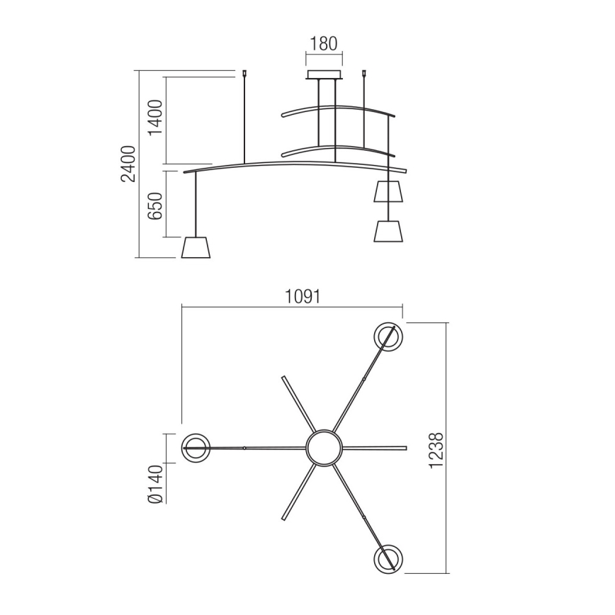 Redo 01-1524 - LED Chandelier on a string LOLLI 3xLED/6W/230V white