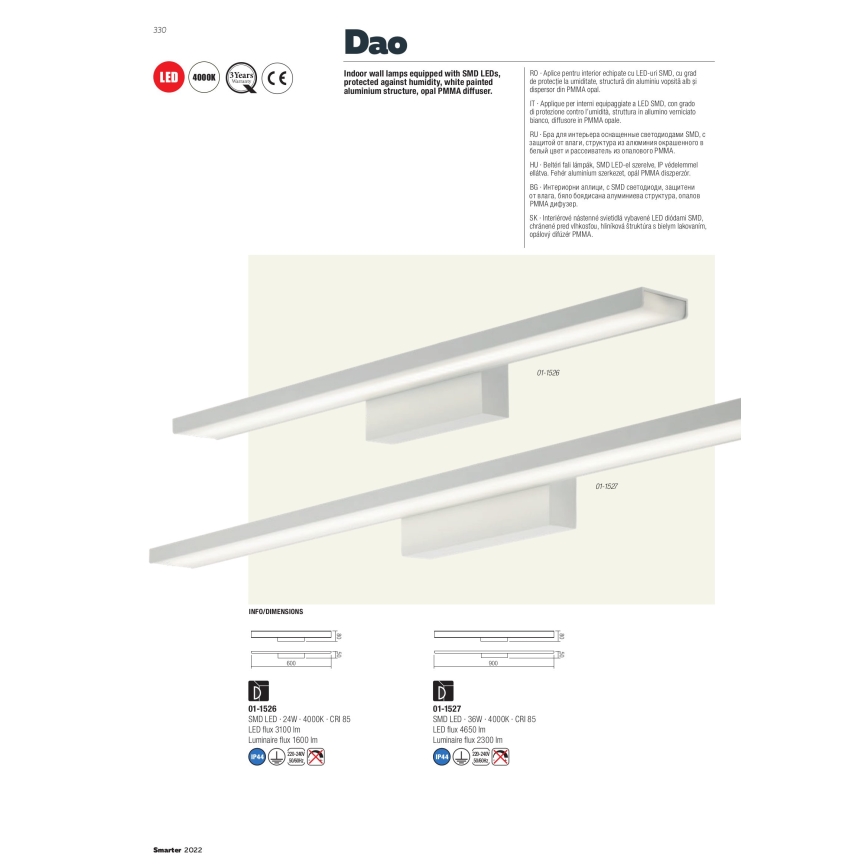 Redo 01-1527 - LED Bathroom mirror light DAO 1xLED/36W/230V IP44