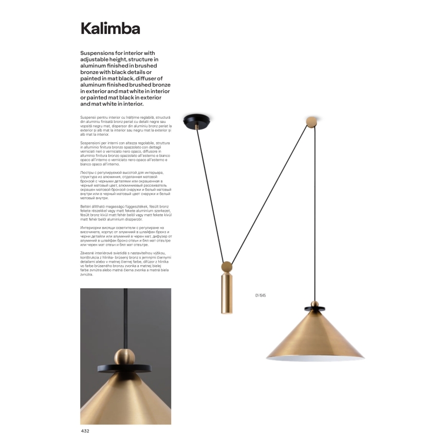 Redo 01-1546 - Chandelier on a string KALIMBA 1xE27/42W/230V d. 42 cm spider black