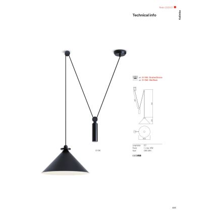 Redo 01-1546 - Chandelier on a string KALIMBA 1xE27/42W/230V d. 42 cm spider black