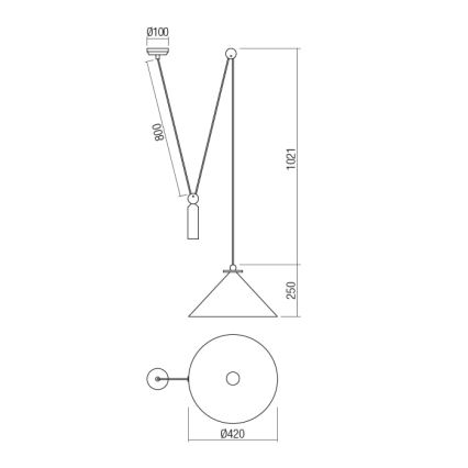 Redo 01-1546 - Chandelier on a string KALIMBA 1xE27/42W/230V d. 42 cm spider black
