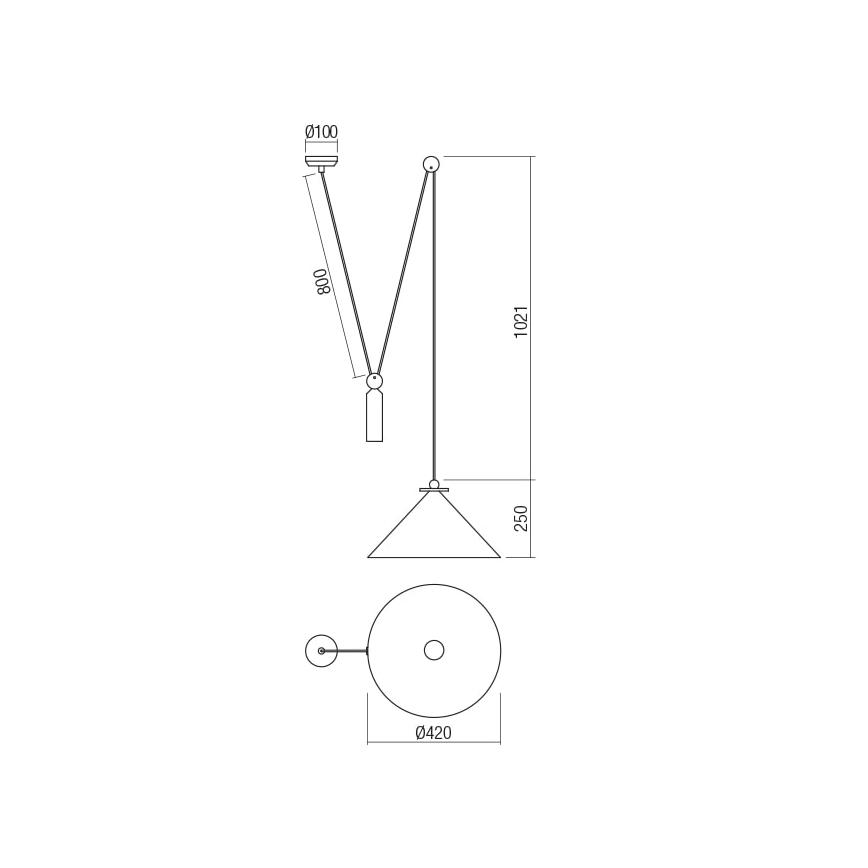 Redo 01-1546 - Chandelier on a string KALIMBA 1xE27/42W/230V d. 42 cm spider black
