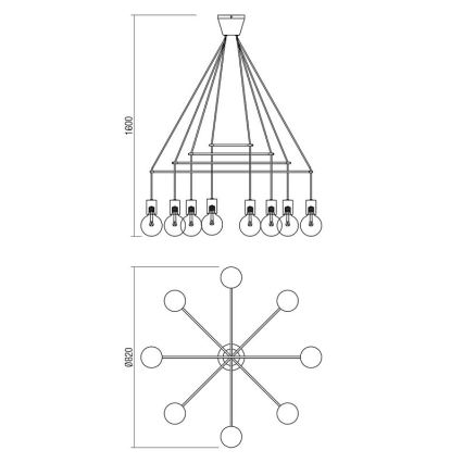Redo 01-1564 - Cable-suspended chandelier MIKADO 8xE27/42W/230V Ø 82 cm white