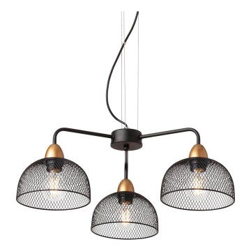 Redo 01-1573 - TAMIS cable-suspended chandelier 3xE27/42W/230V, diameter 59 cm, black