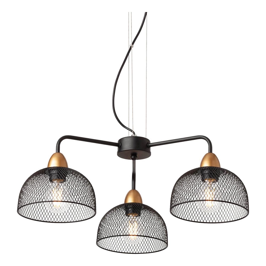 Redo 01-1573 - TAMIS cable-suspended chandelier 3xE27/42W/230V, diameter 59 cm, black