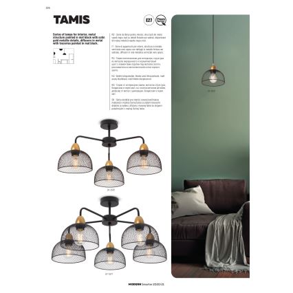 Redo 01-1573 - TAMIS cable-suspended chandelier 3xE27/42W/230V, diameter 59 cm, black