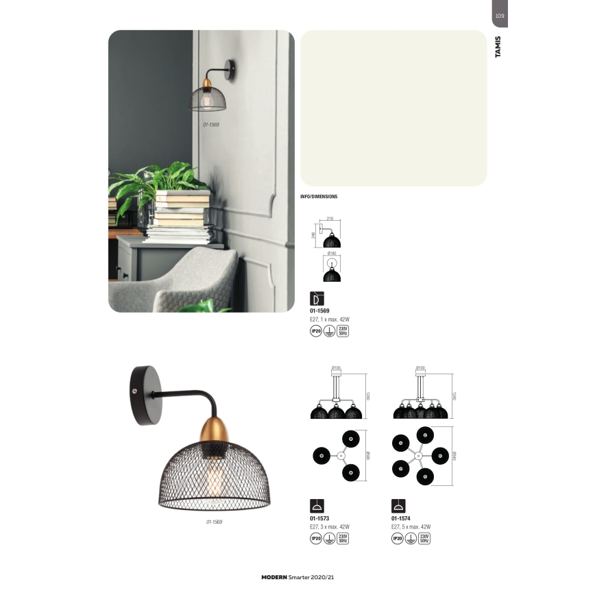Redo 01-1573 - TAMIS cable-suspended chandelier 3xE27/42W/230V, diameter 59 cm, black