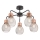 Redo 01-1577 - EDISON Rod Chandelier, 5×E27 (max. 42W) / 230V, Ø 53 cm, Black/Copper