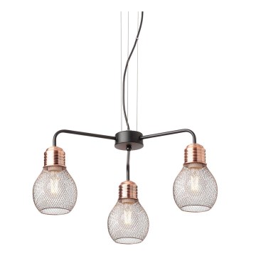 Redo 01-1579 - EDISON Cable Chandelier 3xE27/42W/230V Ø 53 cm Black/Copper