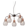 Redo 01-1580 - Cable-hung chandelier EDISON 5xE27/42W/230V Ø 53 cm Black/Copper