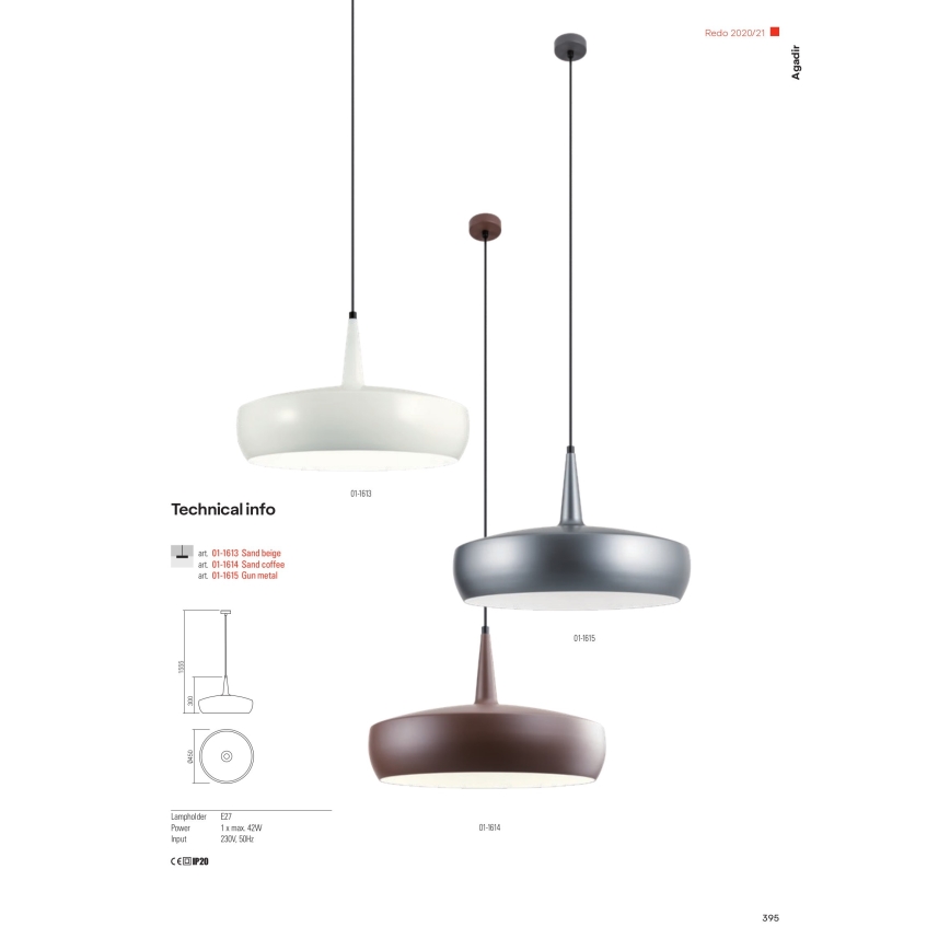 Redo 01-1615 - Chandelier on a string AGADIR 1xE27/42W/230V
