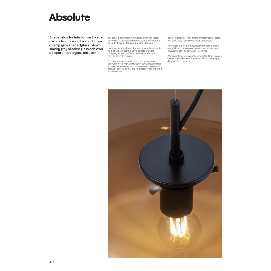 Redo 01-1619 - Chandelier on a string ABSOLUTE 1xE27/42W/230V grey