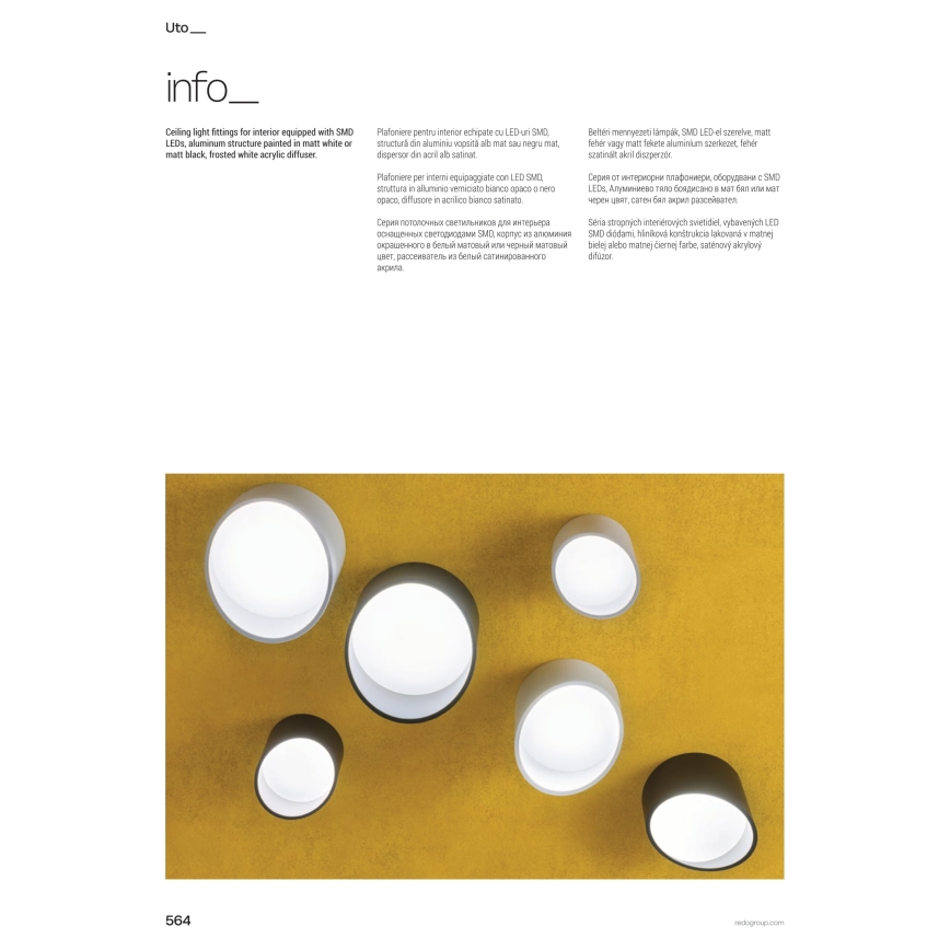 Redo 01-1630 - UTO LED Spotlight 18W/230V Ø 14 cm, Black