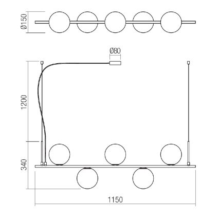 Redo 01-1635 - Chandelier on a string TALIS 5xE14/28W/230V