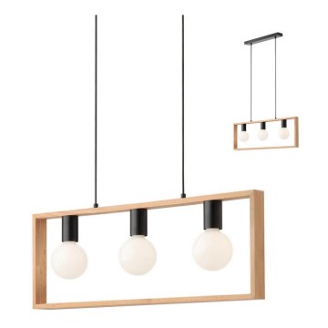 Redo 01-1665 - Chandelier on a string TIMBER 3xE27/42W/230V beech