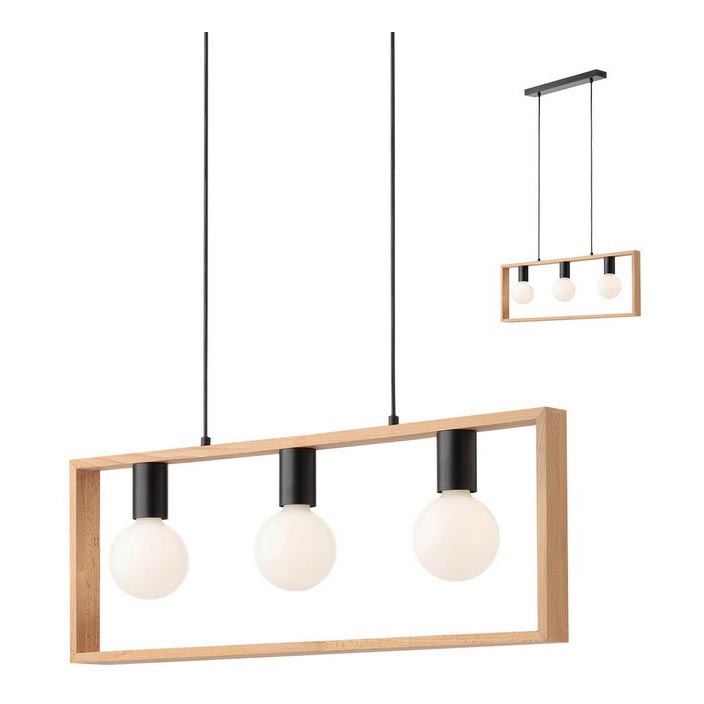 Redo 01-1665 - Chandelier on a string TIMBER 3xE27/42W/230V beech