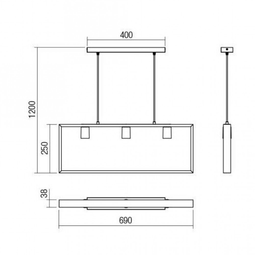 Redo 01-1665 - Chandelier on a string TIMBER 3xE27/42W/230V beech