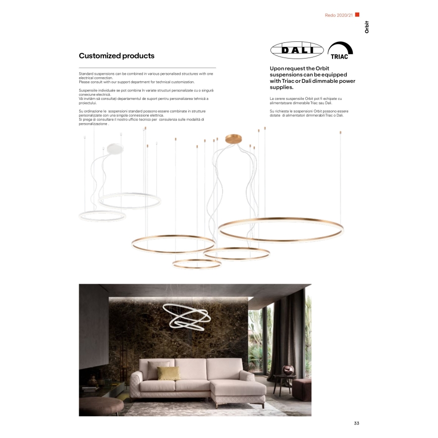 Redo 01-1721 - LED Chandelier on a string ORBIT LED/42W + LED/66W/230V