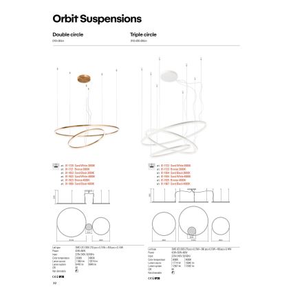 Redo 01-1721 - LED Chandelier on a string ORBIT LED/42W + LED/66W/230V