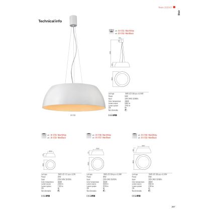 Redo 01-1732 - LED Chandelier on a string BLAIR LED/55W/230V 3000K white