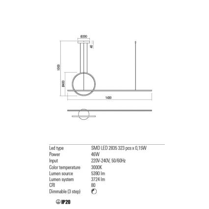 Redo 01-1734 - LED Dimmable chandelier on a string GIOTTO LED/46W/230V white