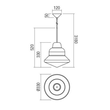Redo 01-1771 - Chandelier on a string AMNO 1x/E27/42W/230V d. 33 cm grey