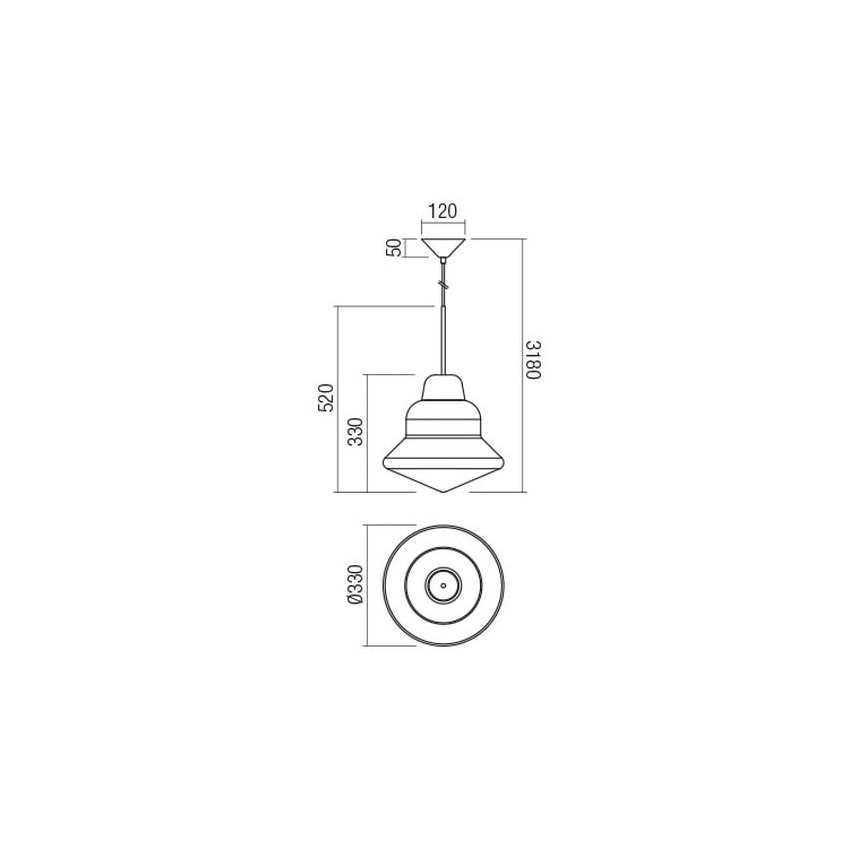 Redo 01-1771 - Chandelier on a string AMNO 1x/E27/42W/230V d. 33 cm grey